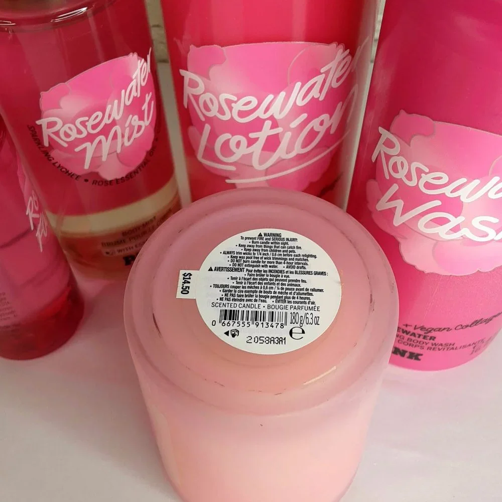 VICTORIA'S SECRET PINK ROSEWATER REVITALIZE BODY CARE 5-PIECE SET NEW - Picture 10 of 16
